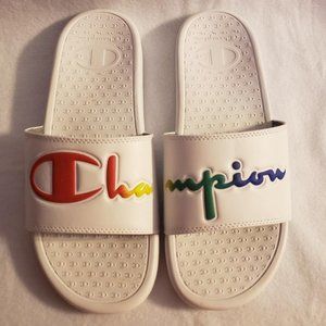 Women's Champion Solid White Slide Sandals